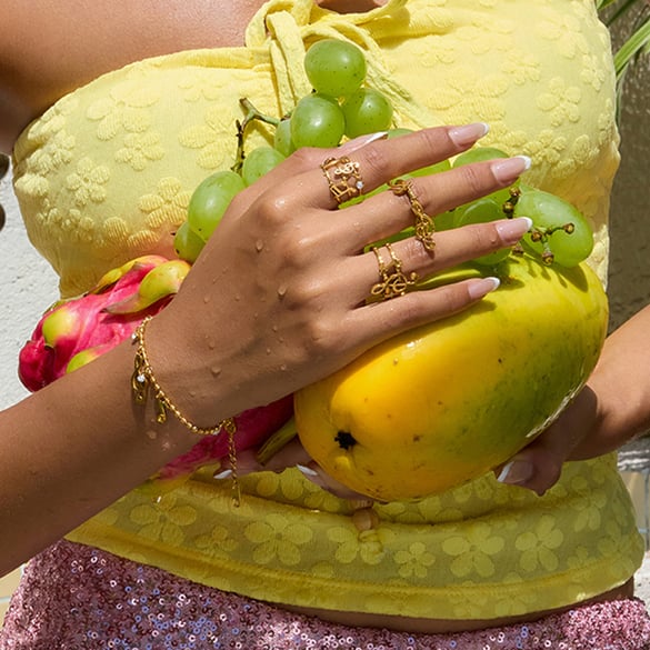 Anillos llamativos de acero inoxidable color dorado con diseño elegante de la serie exquisita de 1 pieza