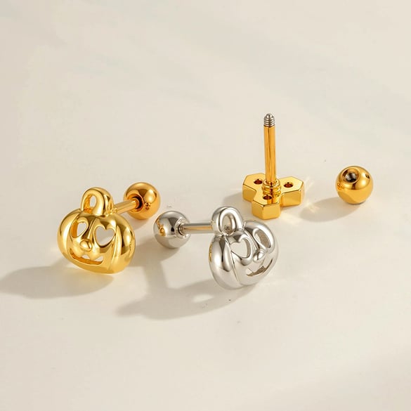 1 Piece Halloween Copper Gold Color Zircon Piercing Earring