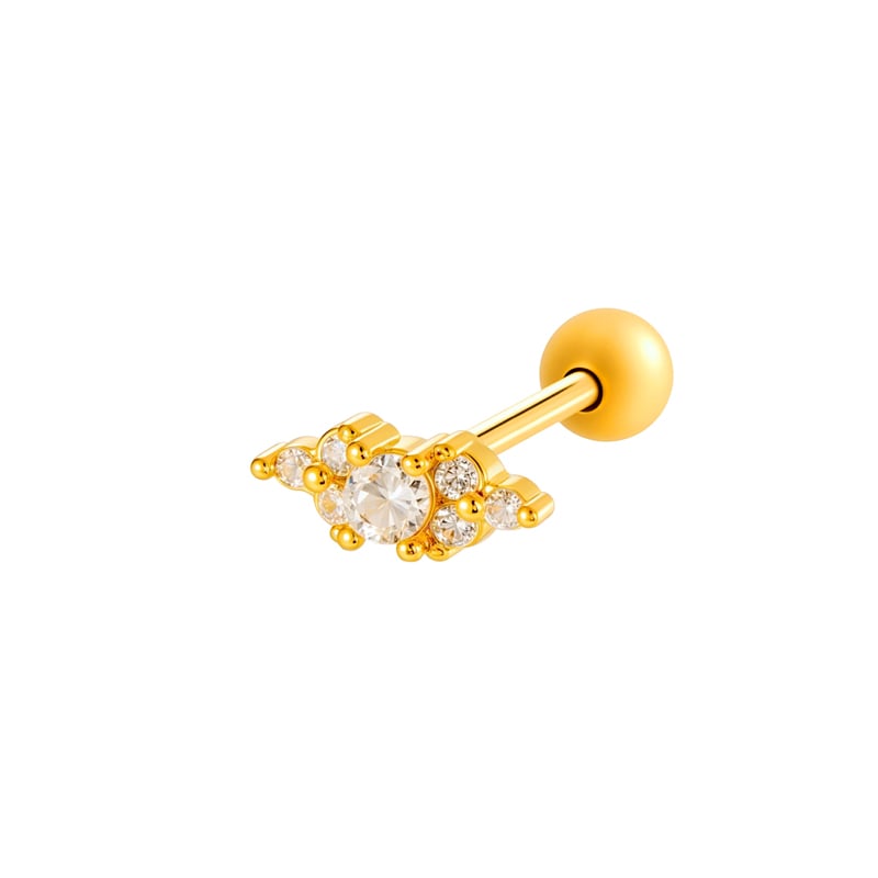 1 Piece Butterfly Copper Gold Color Zircon Piercing Earring
