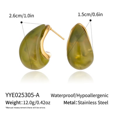 1 Pair Daily Irregular Shape Stainless Steel Gold Color Women's Stud Earrings h5 