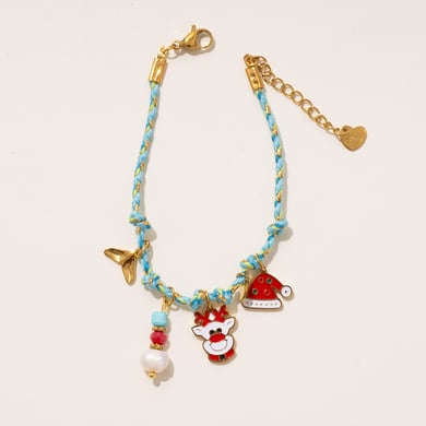 1 Piece Christmas Series Cartoon Stainless Steel Gold Color Women's Charm Bracelets h5 