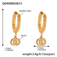Q040-Golden Double Ring Zircon Earrings Picture13