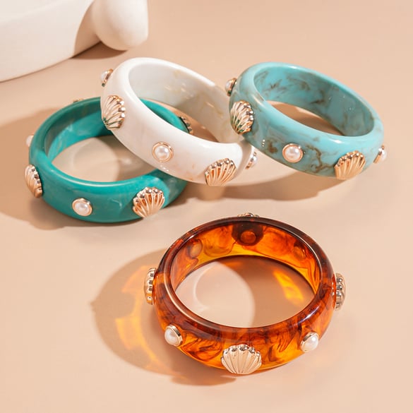 1 Piece Retro Shell Shape Resin Bangle 2