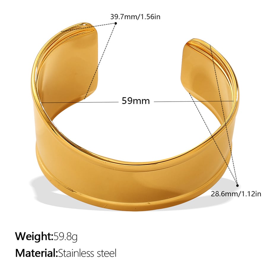 1 Piece Stainless Steel Gold Color Cuff Bracelet 