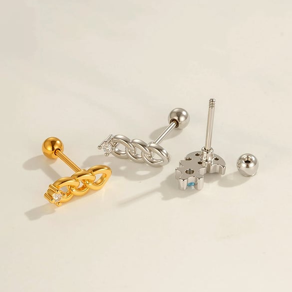 1 Adet Kelebek Bakır Altın Rengi Zirkonyum Piercing Küpe