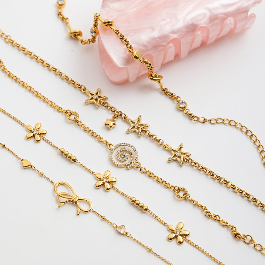 1 Piece Sweet Bow Knot Stainless Steel Gold Color Women's Charm Bracelets Picture6