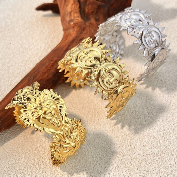 1 Stück Sonnen-Armband aus Edelstahl in Goldfarbe 2