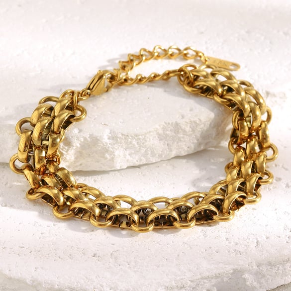 1 Piece Minimalist Chain Stainless Steel Gold Color Women's Chain Bracelets 2