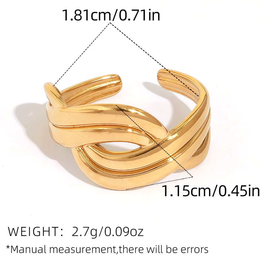 1 Piece Modern Crossed Shape Stainless Steel Gold Color Statement Rings h5Picture2