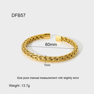 Braccialetti da donna con polsino in acciaio inossidabile color oro intrecciato con catena classica da 1 pezzo h5 
