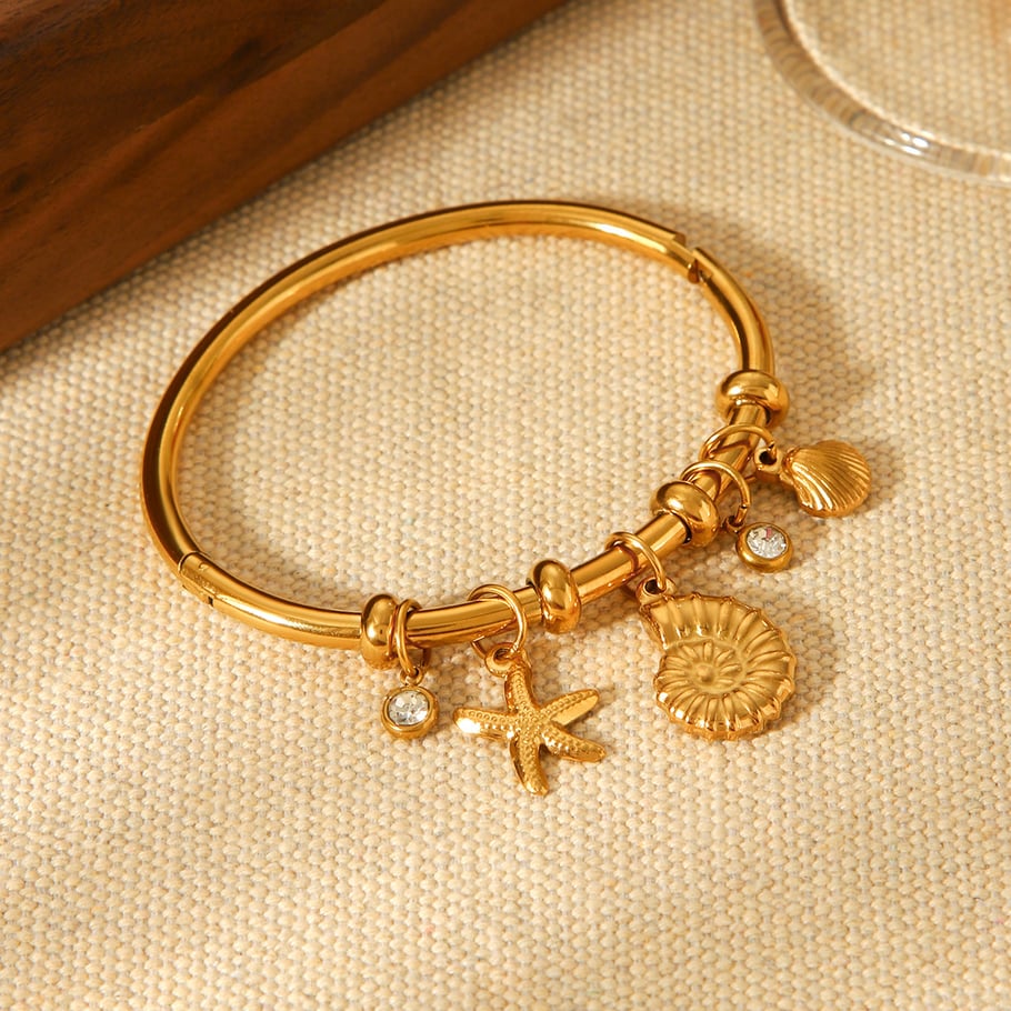 1 Piece Daily Turtle Stainless Steel   Gold Color  Zircon Women's Bangles Picture4