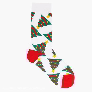 1 paire de chaussettes mi-mollet élégantes en coton pour femme, motif sapin de Noël h5 