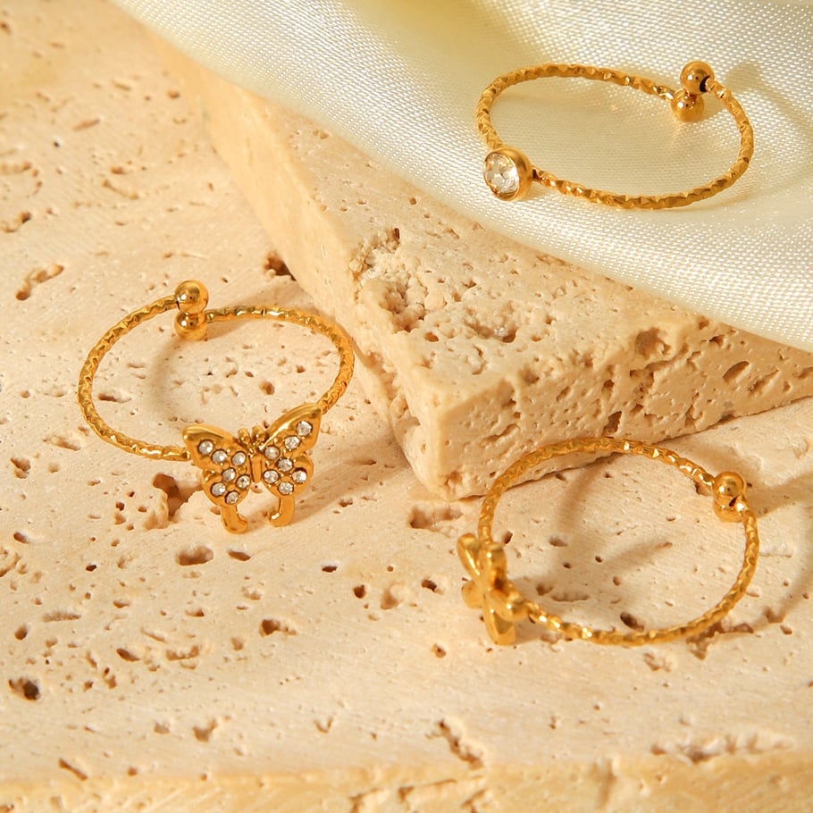Luxe serie Dagelijkse bloemen roestvrijstalen zirkonia statement ringen Afbeelding4