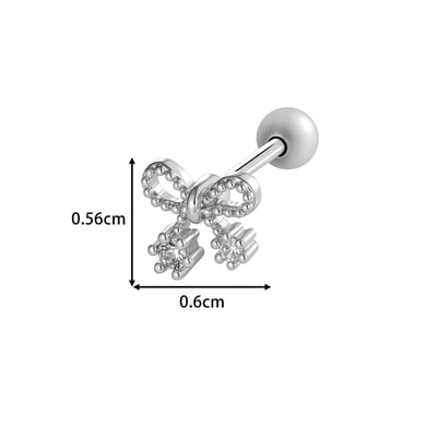 1 stuk bloem strik knoop vlinder koper goud kleur zirkoon piercing oorbel h5 Afbeelding2