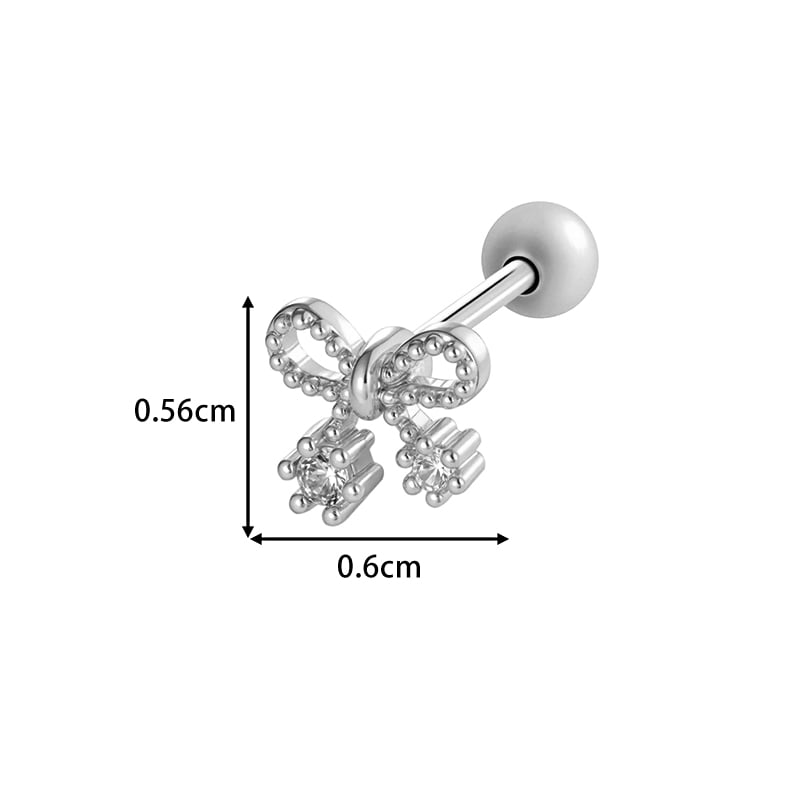 1 stuk bloem strik knoop vlinder koper goud kleur zirkoon piercing oorbel Afbeelding2