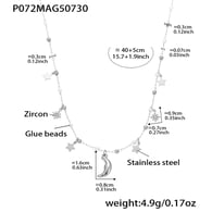 P072-Steel Star and Moon Necklace 40+5cm Picture4
