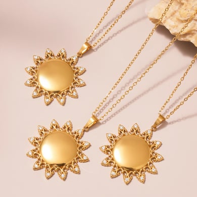 1 Piece Classic Sun Stainless Steel Gold Color Women's Pendant Necklaces h5 Picture4