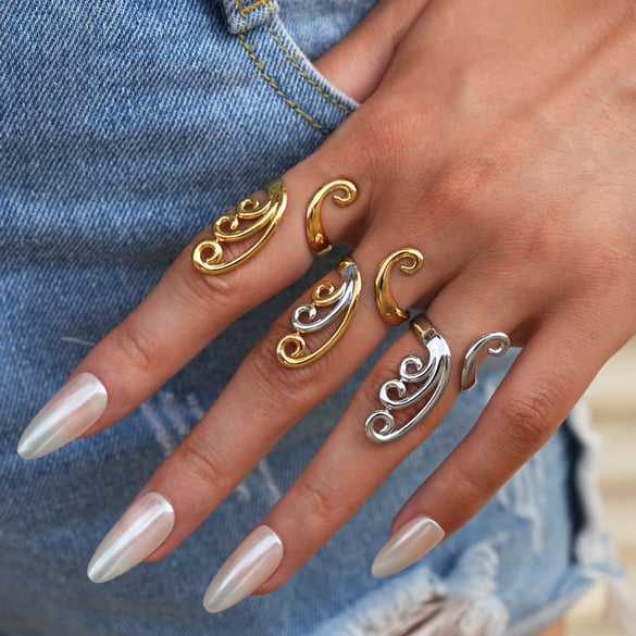 1 Piece Simple Irregular Shape Stainless Steel  Gold Color  Statement Rings