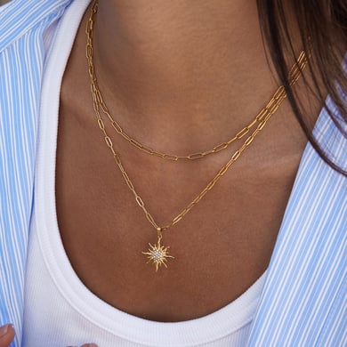 1 Piece Elegant Sun Stainless Steel Gold Color Women's Layered Necklaces h5 Picture4