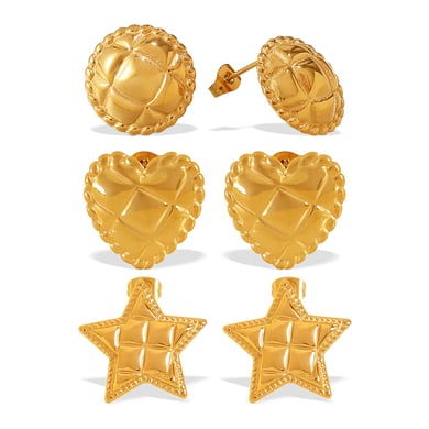 1 Pair Heart Stainless Steel Gold Color Stud Earrings h5 Picture4