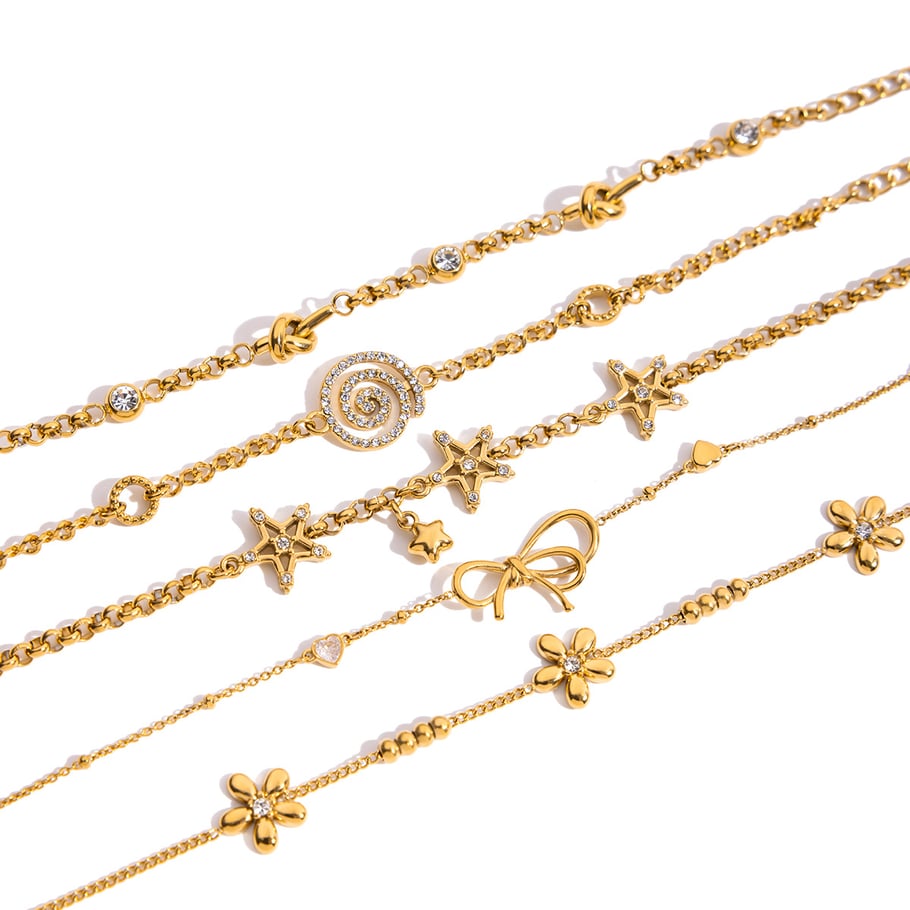 1 Piece Sweet Bow Knot Stainless Steel Gold Color Women's Charm Bracelets Picture7