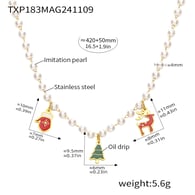 TXP183 - Collana di perline natalizie in oro con più accessori 