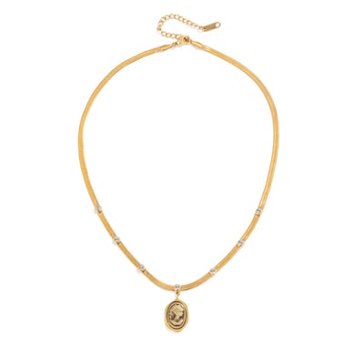 1 Piece Vintage Figure Stainless Steel Gold Color Women's Pendant Necklaces h5 