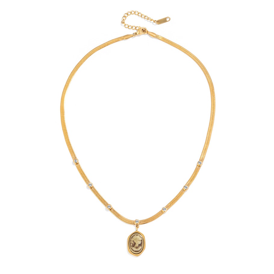 1 Piece Vintage Figure Stainless Steel Gold Color Women's Pendant Necklaces 