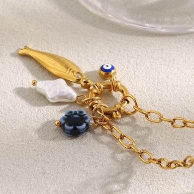 1 Piece Whimsical Fish Stainless Steel Gold Color Women's Pendant Necklaces h5 Picture5
