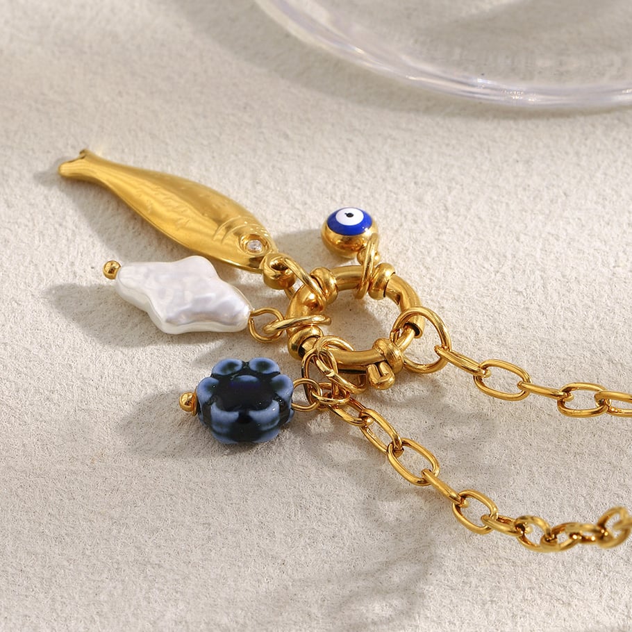 1 Piece Whimsical Fish Stainless Steel Gold Color Women's Pendant Necklaces Picture5