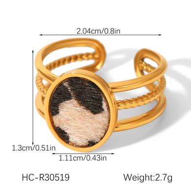 1 stuk Designer luipaardprint roestvrijstalen statement ringen voor dames h5 Afbeelding2