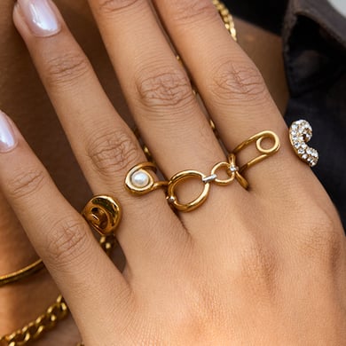 1 Piece Casual Irregular Shape Stainless Steel Gold Color Statement Rings h5 Picture3