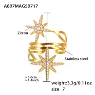 A807-Anello a stella dorata a otto punte/Numero 7 Immagine6