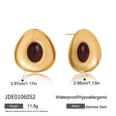 1 Pair Vogue Circle Resin Stainless Steel Gold Color Women's Stud Earrings h5 Picture2