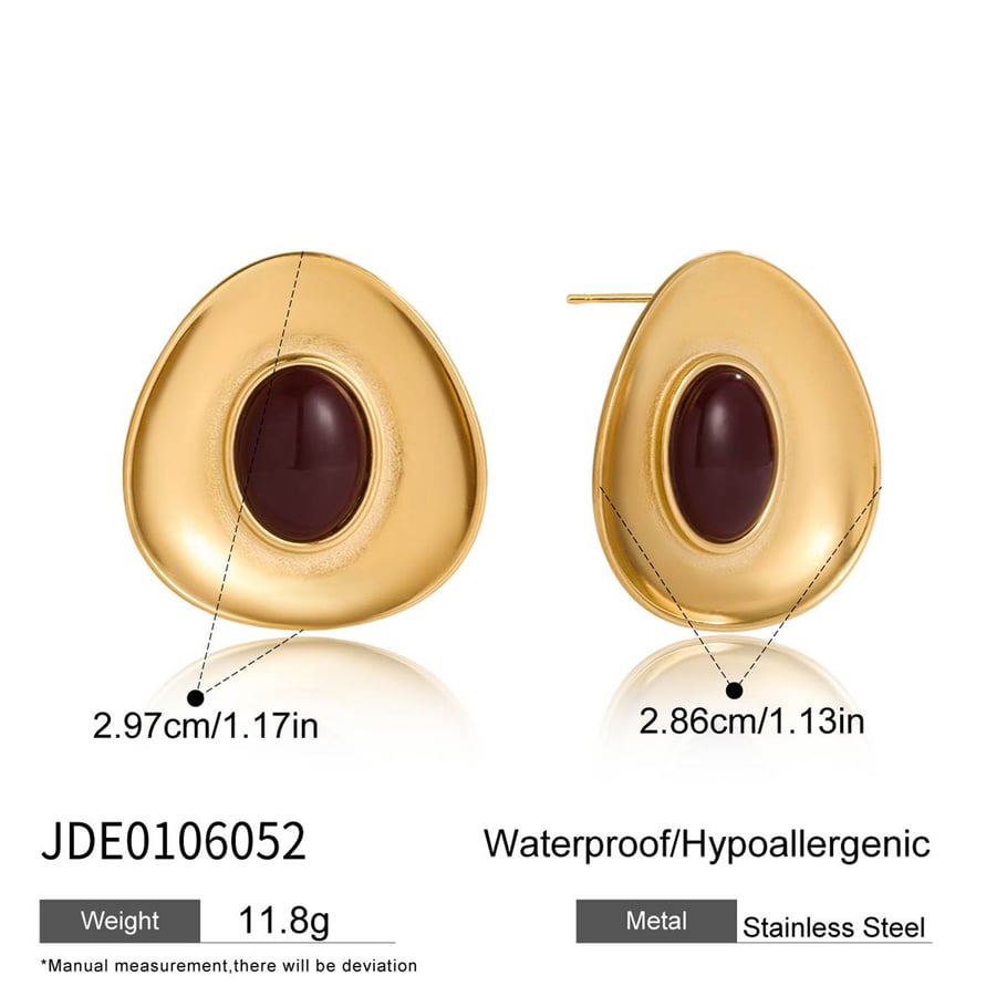 1 Pair Vogue Circle Resin Stainless Steel Gold Color Women's Stud Earrings Picture2