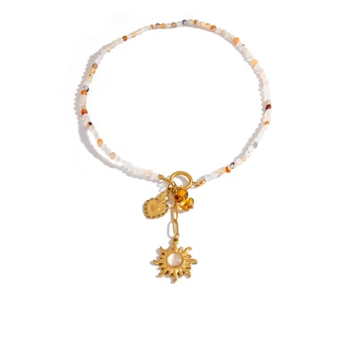 1 Piece  Sweet Flower Sun Fish Stainless Steel  Gold Color  Women's Beaded Necklaces h5 