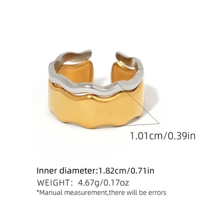 1 Piece Wide  Brimmed Wavy  Pattern Gold Stainless Steel Women's  Statement Rings h5 Picture2