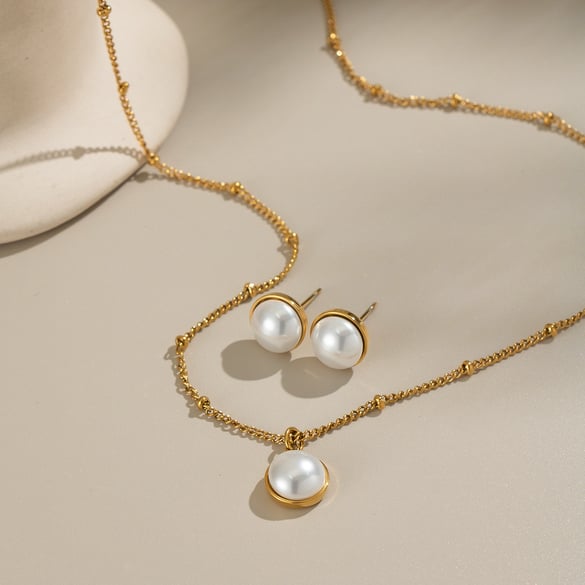 Daily Circle Stainless Steel Gold Color Women's Jewelry Sets