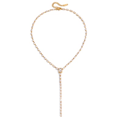 1 Piece Exquisite Rectangle Stainless Steel Gold Color Zircon Women's Pendant Necklaces h5 
