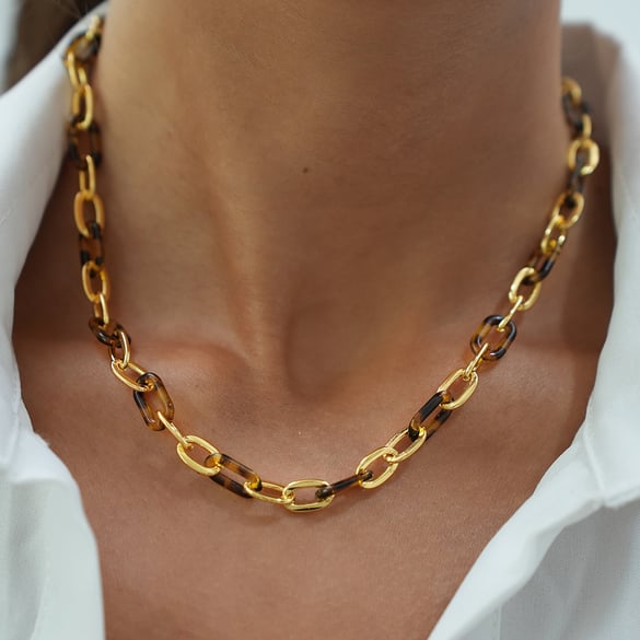 1 Piece Simple Series Retro Leopard Print Stainless Steel  Women's Chain Necklaces