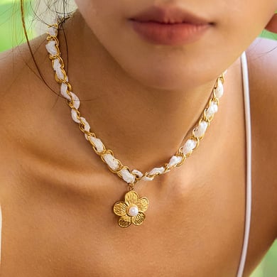 Romantic Flower Lace Stainless Steel Gold Color Women's Jewelry Sets h5 Picture8