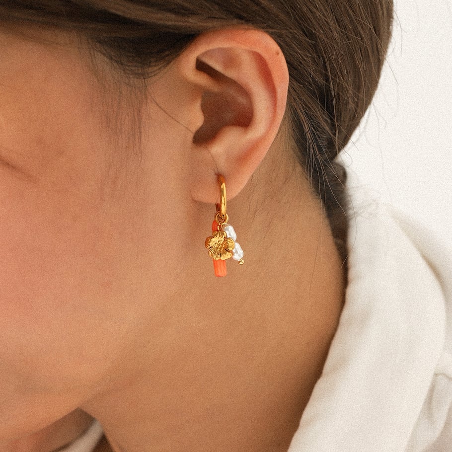 1 Pair Flower Stainless Steel Gold Color Drop Earrings Picture5