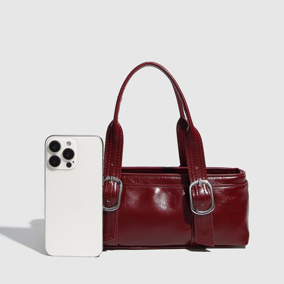 Bolso de mano para mujer de PU de color sólido informal de serie simple de 1 pieza