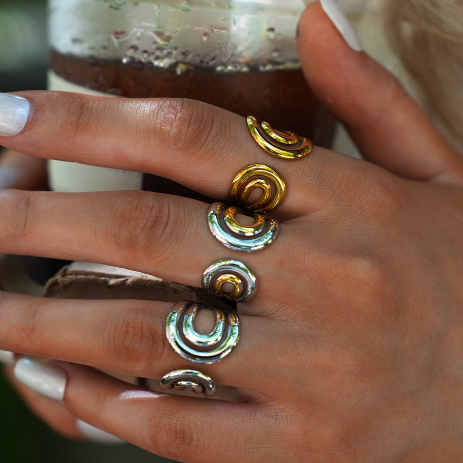 1 Piece Retro Irregular Shape Hollowed-out Stainless Steel Women's  Statement Rings Picture4