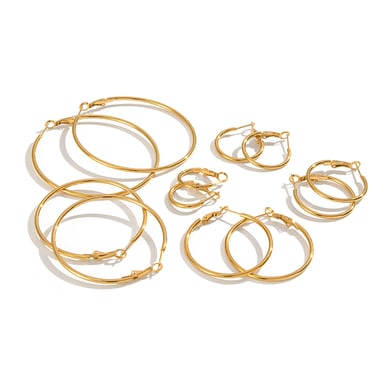1 Paar kreisförmige Creolen aus Edelstahl in Goldfarbe h5 Bild6