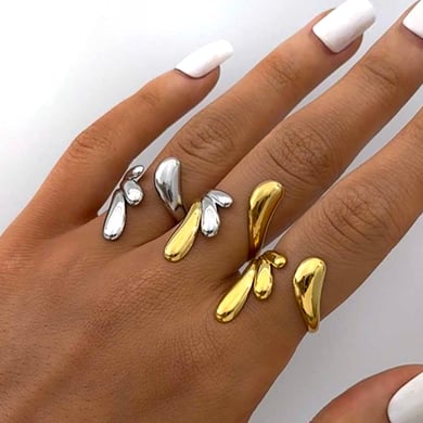 1 Piece Simple Irregular Shape Stainless Steel  Gold Color Woemn's  Statement Rings h5 Picture4