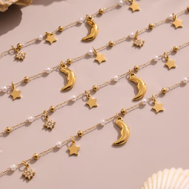1 Piece Luxurious Star Stainless Steel Gold Color Women's Pendant Necklaces h5 Picture6