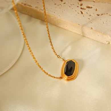 1 Piece  Rectangle Stainless Steel Gold Color Women's Pendant Necklaces h5 Picture7