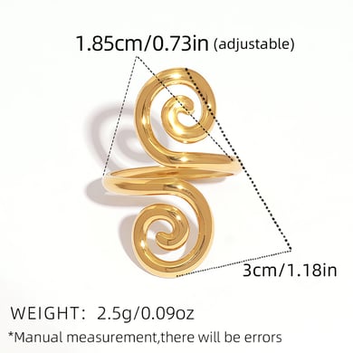 1 Piece  Retro Circle Stainless Steel  Gold Color Women's  Statement Rings h5 Picture2