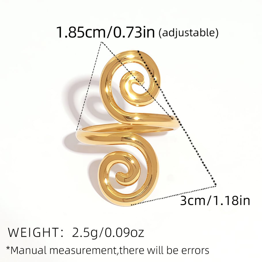 1 Piece  Retro Circle Stainless Steel  Gold Color Women's  Statement Rings Picture2